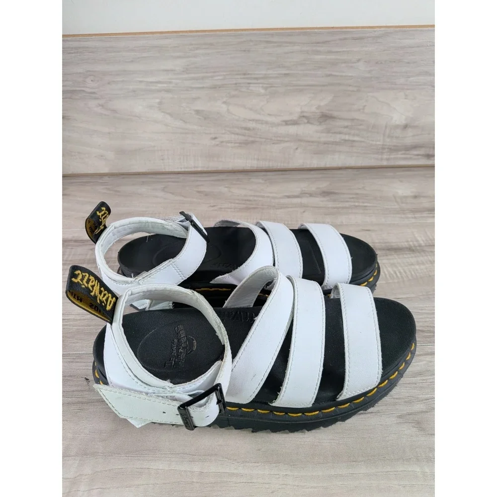 Dr. Martens White Leather Strappy Platform Sandals Women Size 8